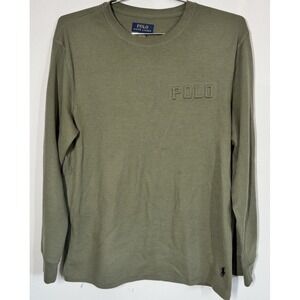 Polo by Ralph Lauren Waffle Knit Sleep‎ Shirt Green Long Sleeve Thermal Layer
